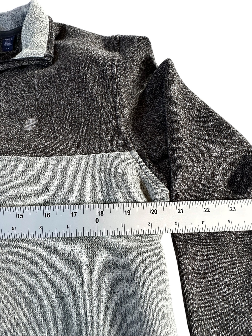 Izod Two-Tone Half-Zip Pullover - Dark Gray & Light Gray Large - Picture 10 of 13
